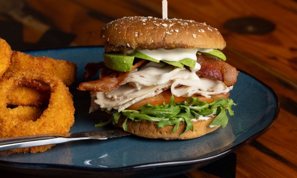 Cold Roasted Turkey Sanwich with onion rings 2